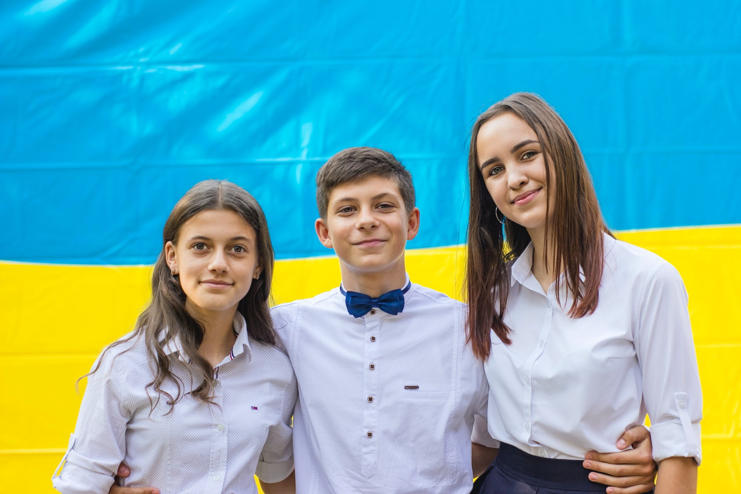 Teenagers in school uniforms