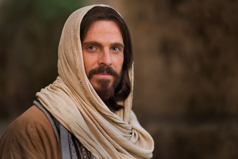 picture of an actor of Jesus Christ of Nazareth with a white linen over his head